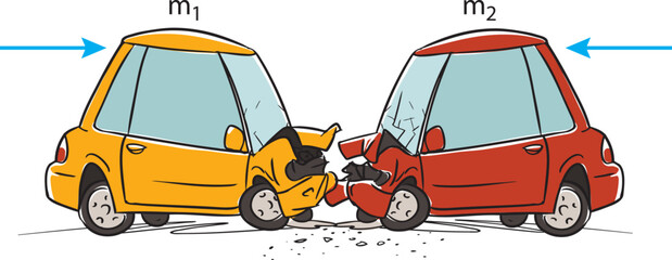 Push and Pull force vector illustration. Force, motion and friction concept. Easy science for kids. Educational illustrated scene.