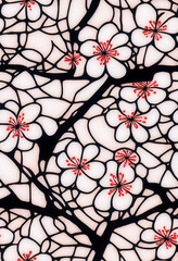 Repeating seamless pattern Design of cherry blossoms for a wall paper or fabric for kimonos japan.