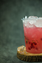 Glass of pink lemonade, Close-up