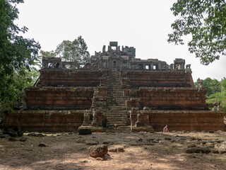 Ruins of historical Angkor Wat temple in the woods, Cambodia