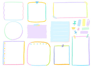 Colorful and simple frames for memos and notebooks Hand-drawn illustration set / メモやノートのカラフルでシンプルなフレーム 手描きイラストセット