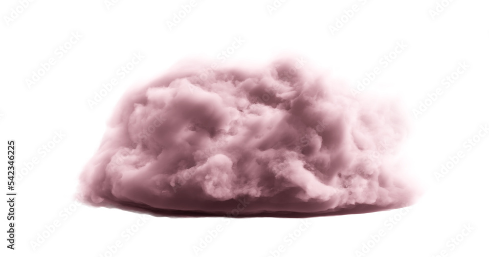 Poster 3d rendering. realistic fluffy dense clouds on a png transparent background in pink color. element f