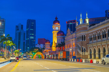 Obraz premium Downtown Kuala Lumpur city skyline, cityscape of Malaysia