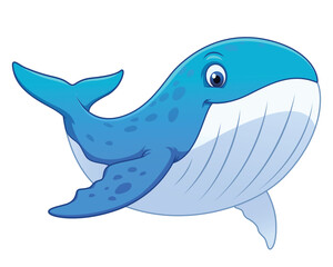 Fototapeta premium Little Blue Whale Cartoon Animal Illustration