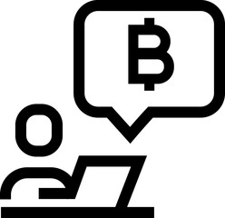 digital money.  Bitcoin line icon