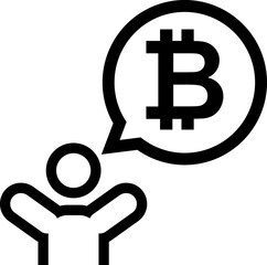 digital money.  Bitcoin line icon