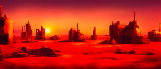 Naklejka premium Artistic concept illustration of a oil rig construction, background illustration.