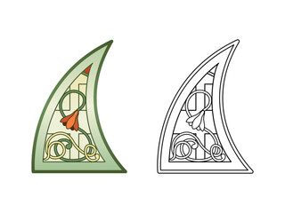 Stained Church glass worksheet. Color abstract picture.