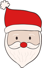 Christmas santa face clipart illustration retro groovy hand drawn style element