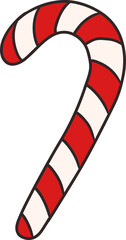 Christmas candy cane clipart illustration retro groovy hand drawn style element