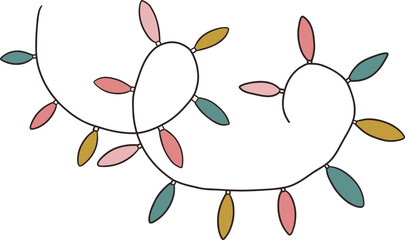 Christmas garland clipart illustration retro groovy hand drawn style element