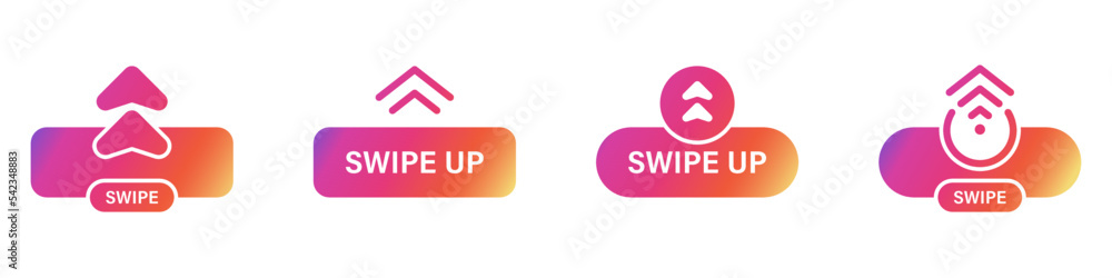 Poster swipe up button for interface of social media app silhouette icon. action scroll gradient pictogram.