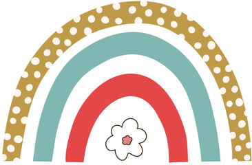 Christmas rainbow clipart illustration retro groovy hand drawn style element