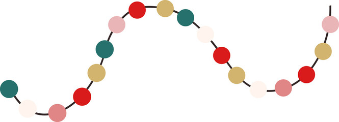 Christmas garland clipart illustration retro groovy hand drawn style element