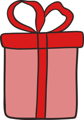 Christmas present box clipart illustration retro groovy hand drawn style element