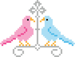 Bird in pixel. vector illustration Bird in pixel art