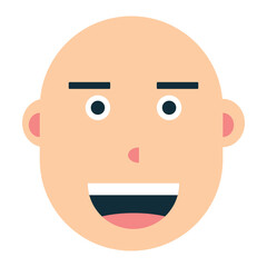 Fototapeta premium simple bald flat cartoon face avatar vector illustration