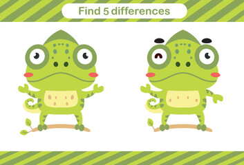 Find five differences of animal Education game for kids Educational page