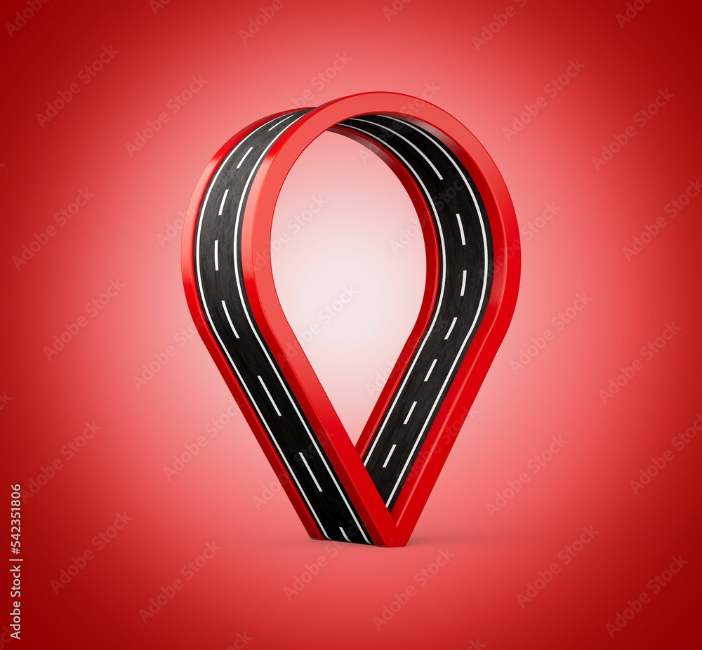 Aufkleber 3d rendering of the location pin icon isolated on red background