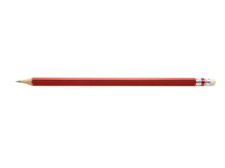 Long-handled black pencil for writing. The end of the handle has an eraser isolated on white...
