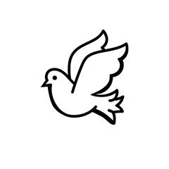 Dove of peace icon collection. Flying dove holding an olive branch as a sign of peace line art vector icon for apps and websites. Dove of peace icon. Flying bird. Peace concept.