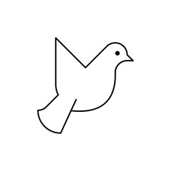 Dove of peace icon collection. Flying dove holding an olive branch as a sign of peace line art vector icon for apps and websites. Dove of peace icon. Flying bird. Peace concept.