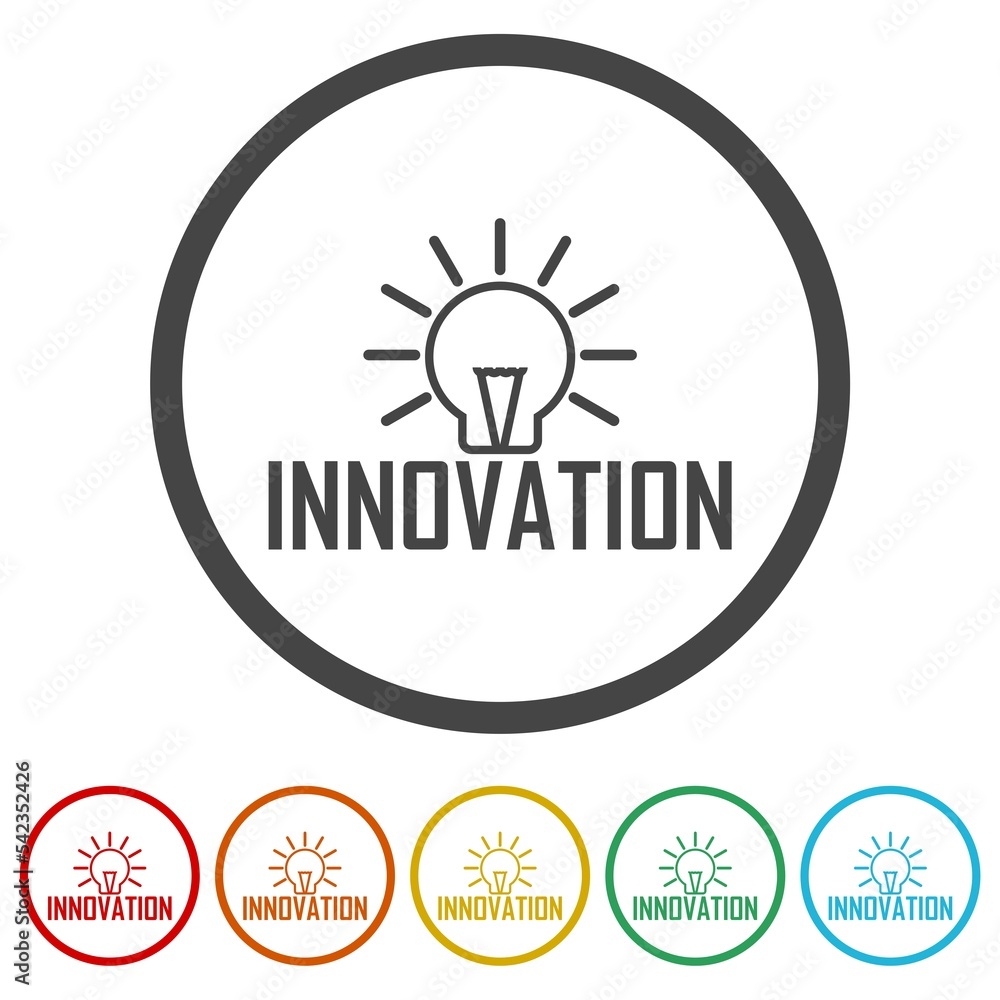 Poster innovation icon. set icons in color circle buttons