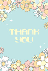 vector background with retro flowers for social media posts, banner, card design, etc.