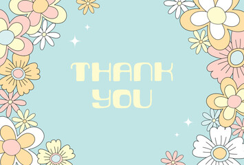 vector background with retro flowers for social media posts, banner, card design, etc.