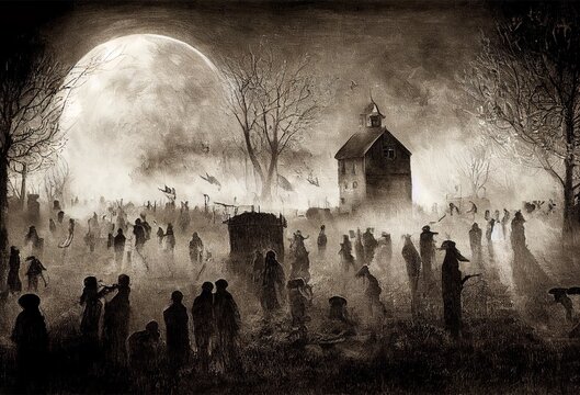 Dark illustration of witch night festival