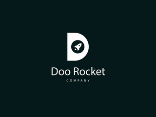 D letter logo design, D type logo with Rocket, Unique logo design template