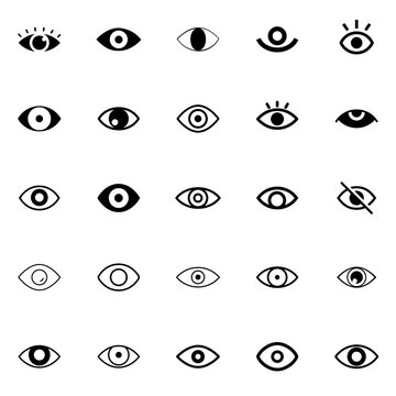 Outline eye icons. Open and closed eyes images, sleeping eye shapes with eyelash, vector supervision and searching signs, eye icon set. vision icon, see view icons, eyesight symbol, look sign