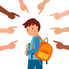 School child student bullying concept vector illustration on white background. Public blame. - obrazy, fototapety, plakaty