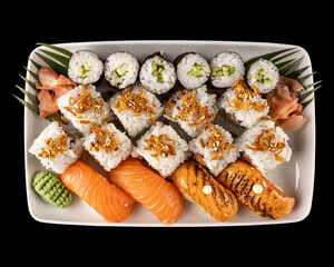 Sushi set on a white plate