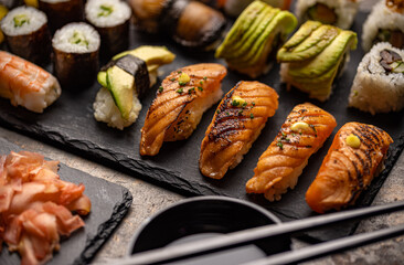 Variety of Japanese sushi