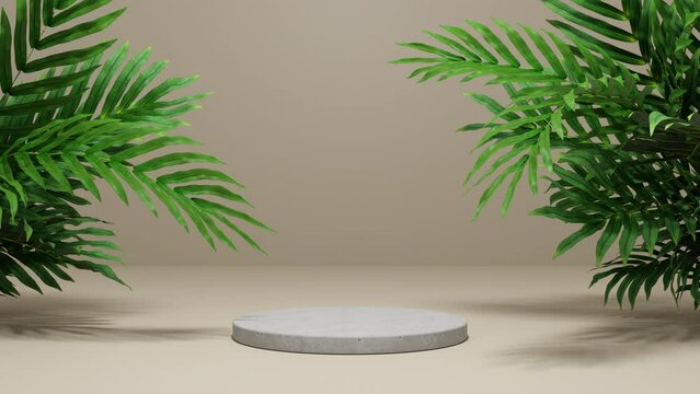 Background Product Display Podium Scene.

Beige product scene accompanied by natural plants.