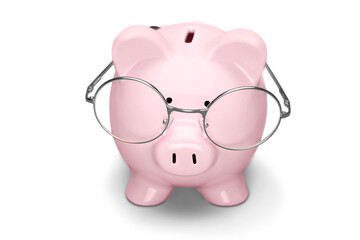 Piggy Bank with Eyeglasses