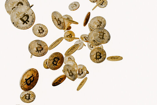 3D elaborate golden coins Front picture of a bitcoin isolated on blck BTC is a contemporary digital gold and money sign.