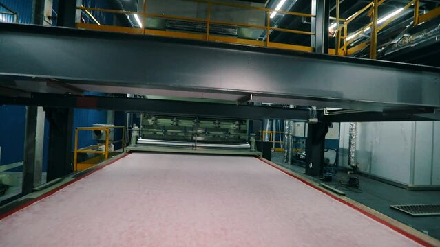 Sintepon production factory. Syntepon manufacturing process. Sintepon production.