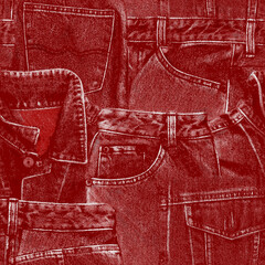 Naklejka premium Patchwork pattern of seamlessly continuous jeans,