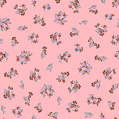 Floral and paisley seamless pattern,