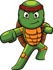 Vector illustration of turtle mascot with ninja pose © harrisaputra