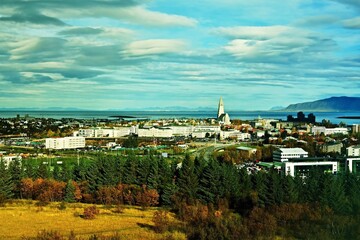 Fototapeta na wymiar Iceland-outlook of the city Reykjavik and its surrounding
