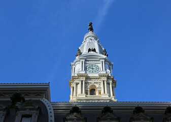 Fototapeta na wymiar The tower on blue sky - City Hall - Philadelphia