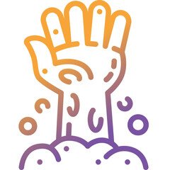Obraz premium zombie hand gradient line icon