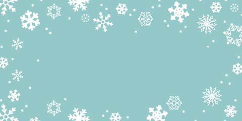 雪の結晶 背景イラスト _ ベクター 素材 クリスマス 新年 長方形 1:2 シンプル コピースペース	