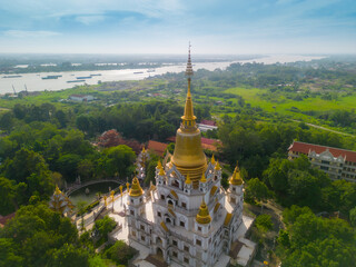 Aerial view of Buu Long Pagoda in Ho Chi Minh City. A beautiful buddhist temple hidden away in Ho Chi Minh City at Vietnam