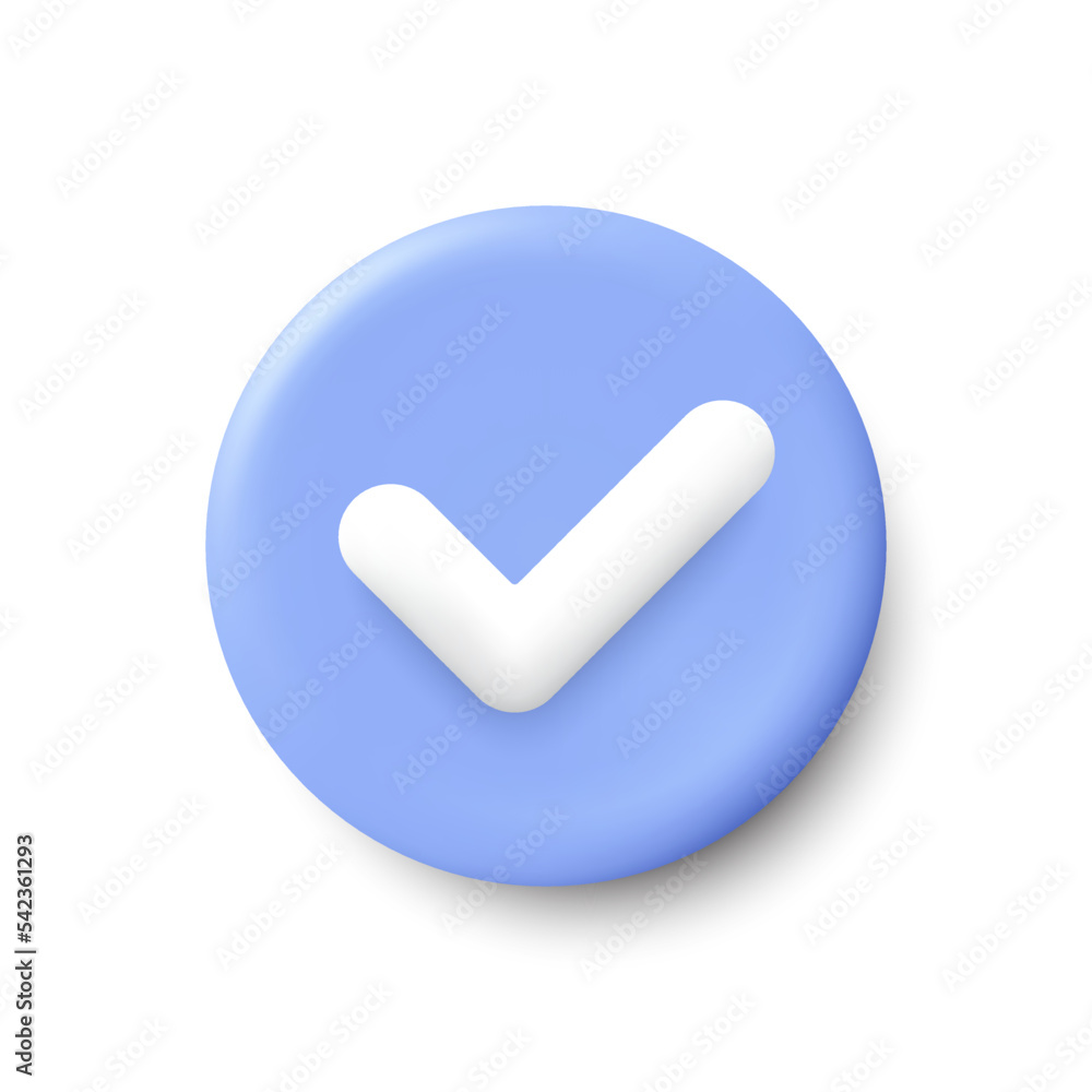 Poster 3d check mark vector icon. check list button, success tick and correct checkbox. right decision butt