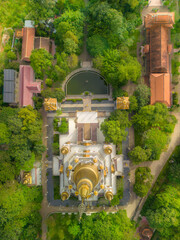 Aerial view of Buu Long Pagoda in Ho Chi Minh City. A beautiful buddhist temple hidden away in Ho Chi Minh City at Vietnam