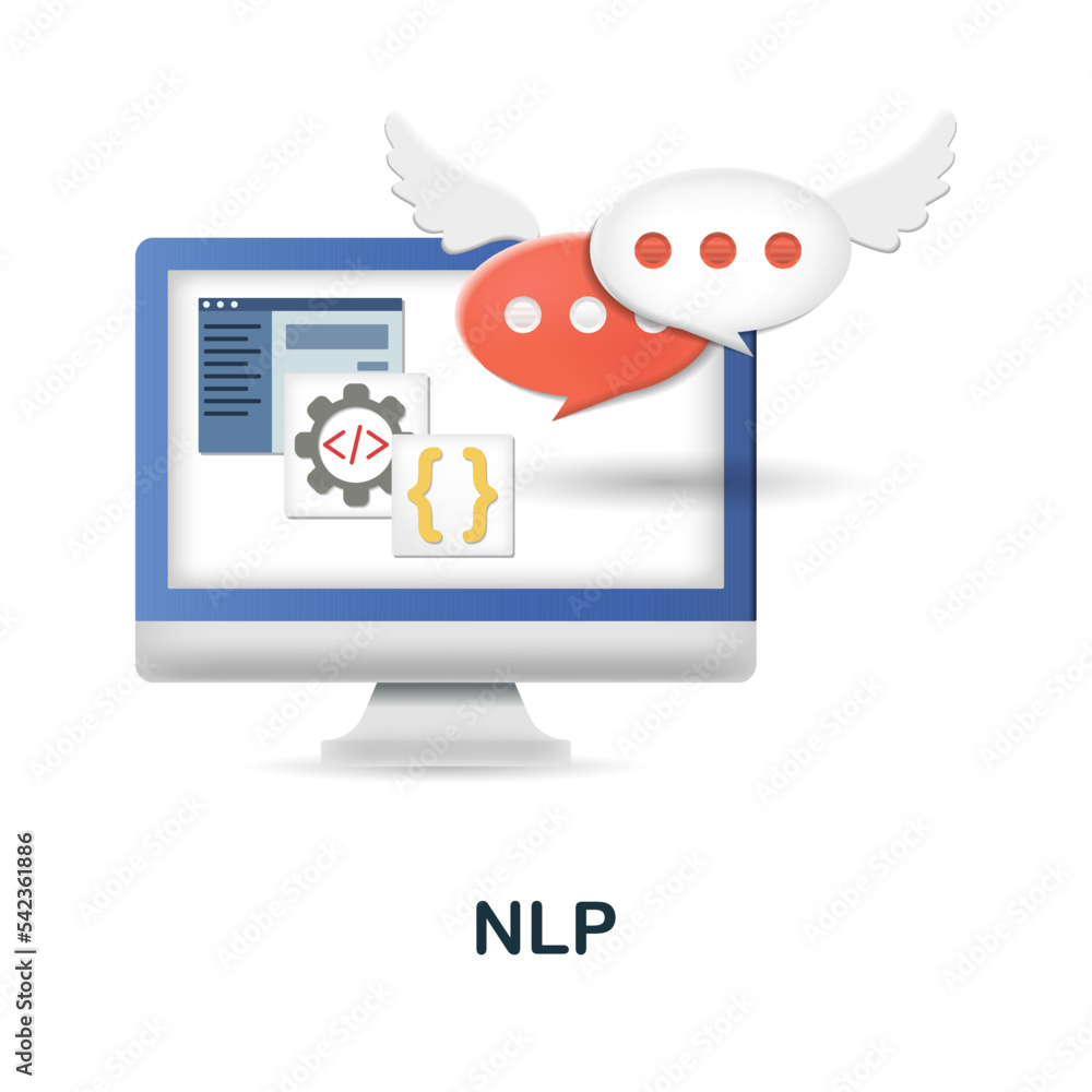 Poster nlp icon. 3d illustration from neuromarketing collection. creative nlp 3d icon for web design, templ